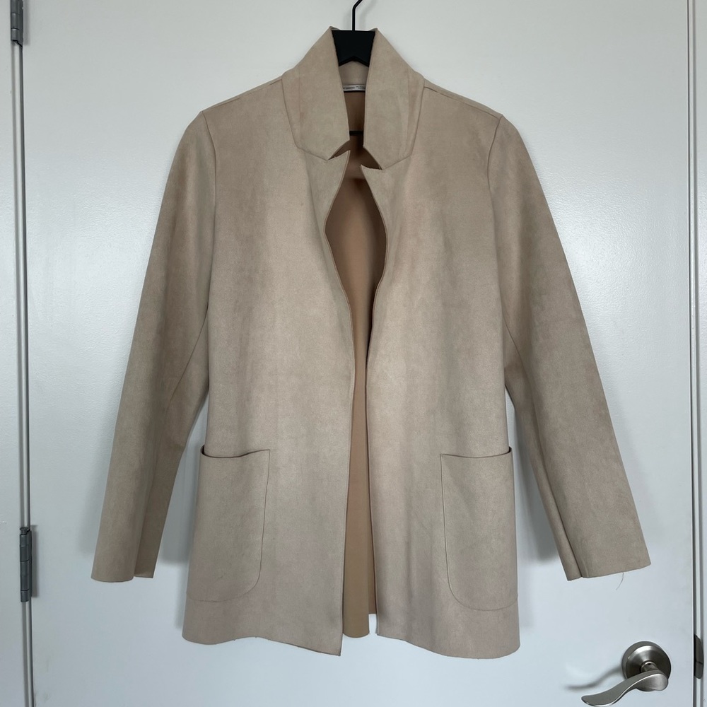 Zara beige/tan tailored blazer/pea coat style coat | size S